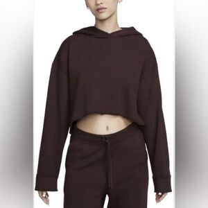 NWT $95 Nike Yoga Luxe Women's Small Cropped Fleece Hoodie Chocolate Brown
